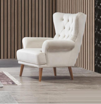 Fotel 1 miejsce siedzące Biały Salon Włókienniczy Design Chesterfield EarsFotel