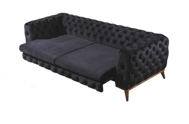 Sofa 3 miejsce do siedzenia Czarny Luxury Meble Chesterfield Sofa Bed Łóżko 3er