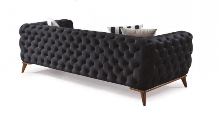 Sofa 3 miejsce do siedzenia Czarny Luxury Meble Chesterfield Sofa Bed Łóżko 3er