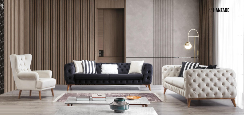 Sofa 3 miejsce do siedzenia Biały Luxury Meble Chesterfield Meble w stylu włoskim