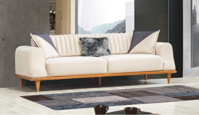 Sofa 3 miejsce do siedzenia Beżowy Salon Elegancki Design Chesterfield Włoski Styl