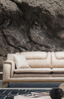 Sofa Beżowa 3 miejsce do siedzenia Salon Klasyczny Design Chesterfield Elegancki Styl Nowość