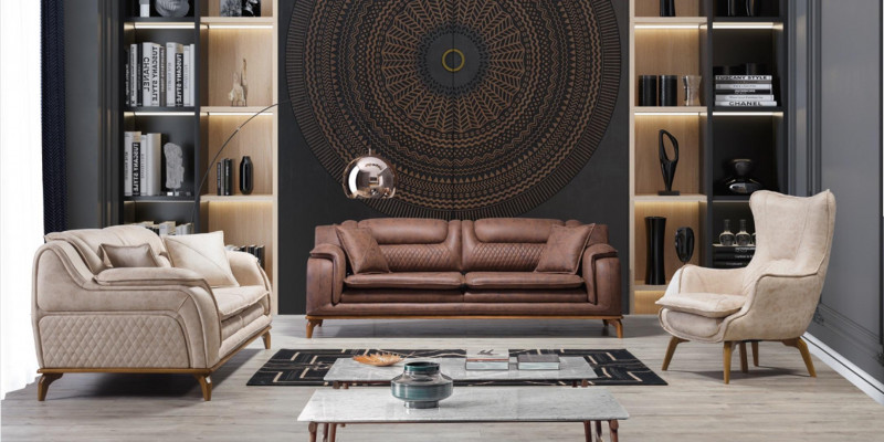 Sofa Brązowa 3 miejsce do siedzenia Salon Klasyczny Design Luksusowy Włoski Styl 3er