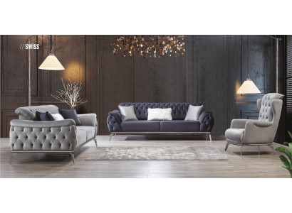 Sofa Blue 3 miejsce do siedzenia Salon Luksusowy design Chesterfield Italian