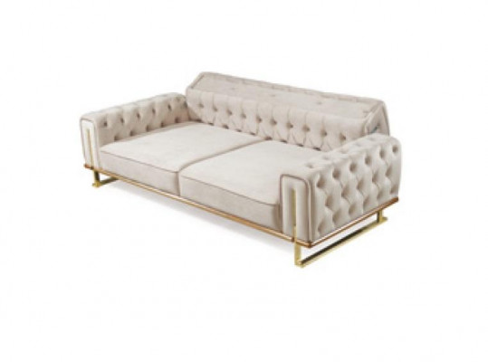 Sofa Beżowa 3 miejsce do siedzenia Salon Luksusowy Design Chesterfield Włoski