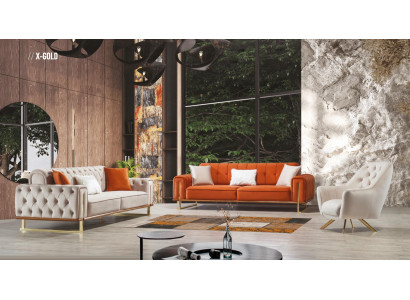 Fotel 1 miejsce do siedzenia Beżowy Chesterfield Luxury Design Single Seater Meble Material