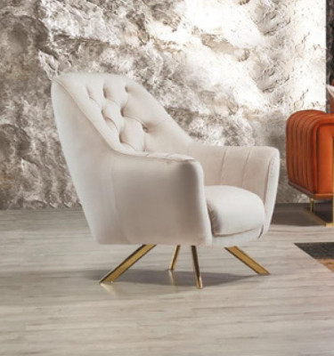 Fotel 1 miejsce do siedzenia Beżowy Chesterfield Luxury Design Single Seater Meble Material