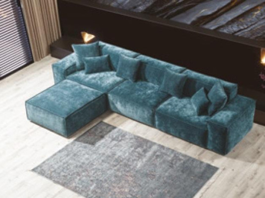 Narożnikowa kanapa Niebieski Salon Elegancki Narożny Design Zestaw mebli narożnych