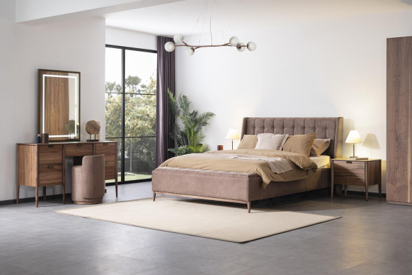 Łóżko Design Podwójne łóżko Luksusowe łóżko Podkładka Sypialnia Meble Nowy materiał Drewno