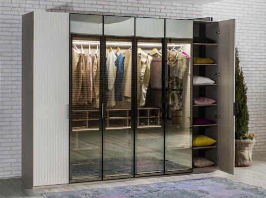 Loft Szafa Luksusowa Sypialnia Drewno Szafa Szklana Szafka Meble Design