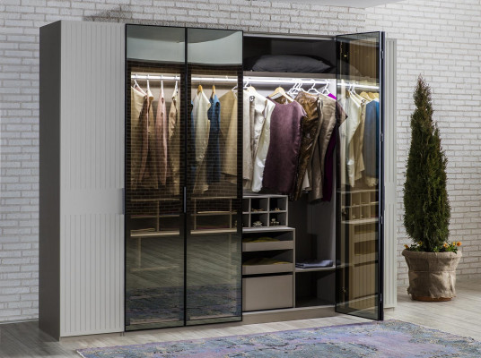 Loft Szafa Luksusowa Sypialnia Drewno Szafa Szklana Szafka Meble Design