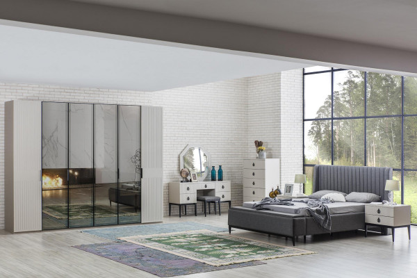 Łóżko Design Podwójne łóżko Podkładka Sypialnia Meble Hotel Rama łóżka Szara