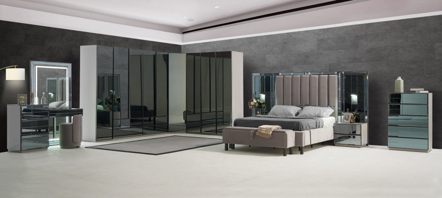 łóżka Design Łóżko Podkładka Sypialnia Hotel Design Podwójne łóżko Metal Taupe Nowość