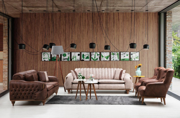 Chesterfield Zestaw sofowy Poduszka na siedzisko Sofa Kanapy Meble Materiał Włókienniczy