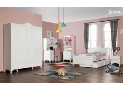 żłobek Zestaw Biały Eleganckie Biurko Design Półka na książkę Drewno Meble Nowość