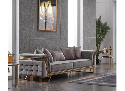 Szara trzyosobowa luksusowa kanapa do salonu designerska sofa Włókiennicza