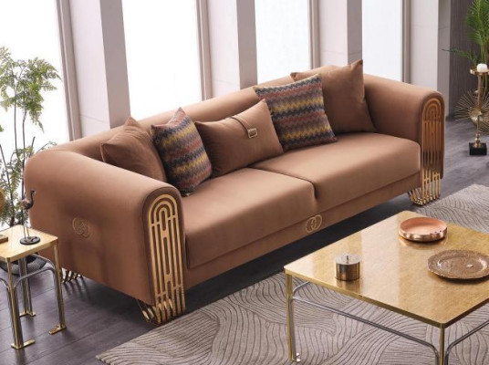 Nowoczesna stal nierdzewna trzyosobowe luksusowe sofy tapicerowane meble tekstylne sofa kanapa