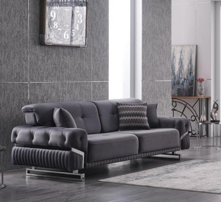 Szare designerskie trzyosobowe meble do salonu Włókienniczy sofa tapicerowana nowoczesna
