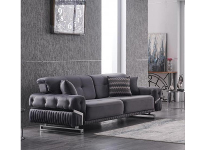 Szare designerskie trzyosobowe meble do salonu Włókienniczy sofa tapicerowana nowoczesna