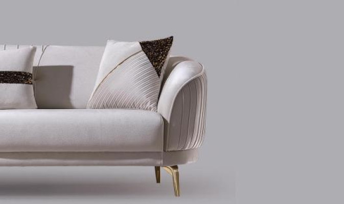 Stal nierdzewna Biała Meble do Salonu Trzyosobowe Sofy Tapicerowane Luksusowe Meble Sofa Aksamit