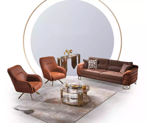 Design Fotel tapicerka salon Drewno nowoczesny luksusowy salon w kolorze brązowym