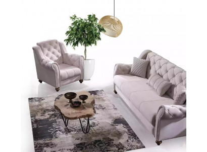 Klasyczny Salon Ustawić 3+1 Kanapa Siedziba Sofa Podkładka New Beige