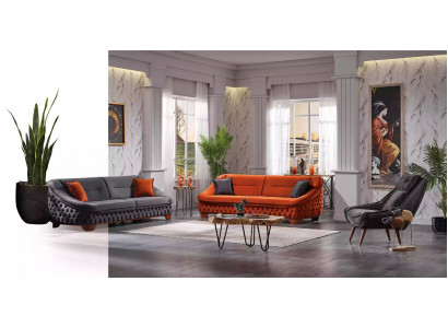 Zestaw sofowy 3+3+1 miejsce do siedzenia Zestaw sof Chesterfield Living Room Kompletny 3-częściowy