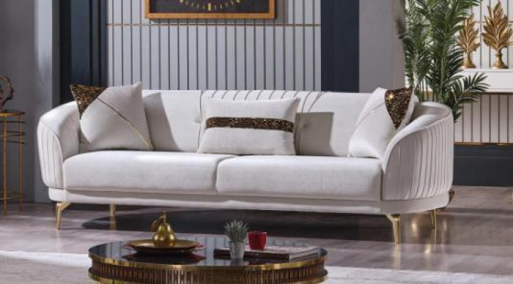 Designerski zestaw sof tapicerowanych trzyosobowych kanap do salonu Nowoczesne meble