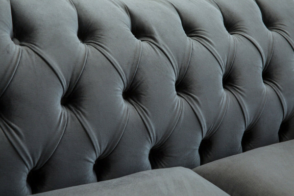 Chesterfield Oryginalna Sofa Włókienniczy Sofy Kanapy Materiał Szara Kanapa 200cm