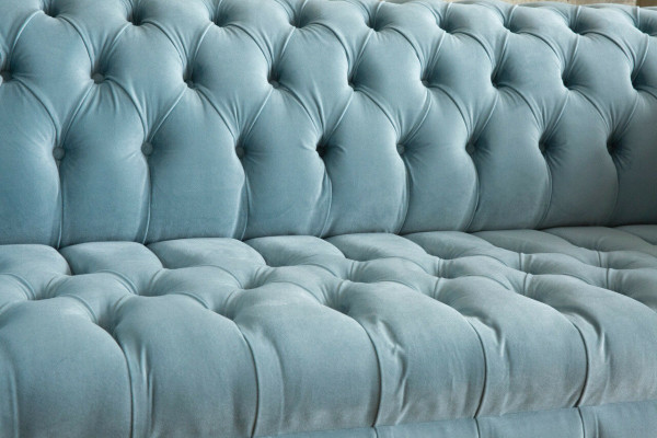 Chesterfield 3 miejsce do siedzenia Podkładka Couch Skóra Sofa Kanapy Włókienniczy Modern Style Blue
