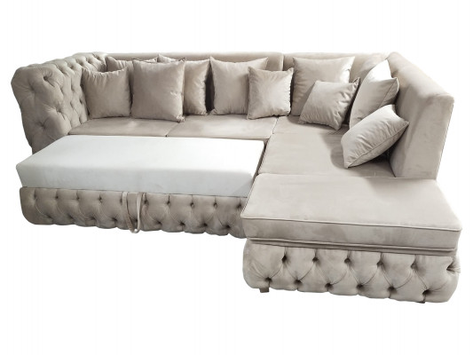 Chesterfield Narożnikowa kanapa w kształcie litery L z funkcją łóżka włókienniczego luksusowa sofa 340 x 220