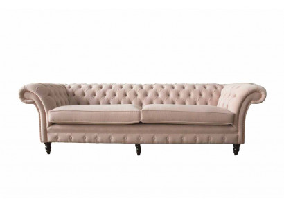Modern Chesterfield 4 miejsce do siedzenia Design Sofa Różowe Meble tapicerowane Sofy Materiał Włókienniczy
