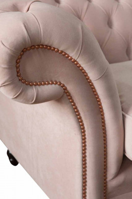 Modern Chesterfield 4 miejsce do siedzenia Design Sofa Różowe Meble tapicerowane Sofy Materiał Włókienniczy