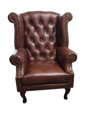 Chesterfield EarsFotel Skóra Fotel Jednomiejscowy Lounge Brown Modern