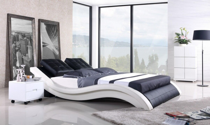 Projekt łóżka Double Hotel Frame Sleep Pokój Skóra Luxury Modern