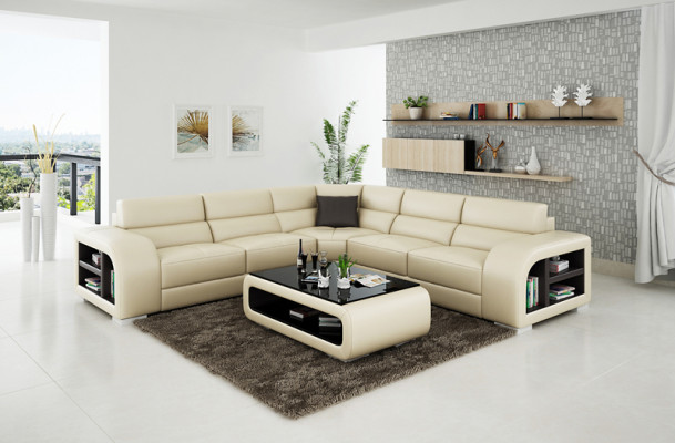 Sofa skórzana Sofa Żywy krajobraz Decor Modern Narożnik Narożnikowa kanapa Design Ustawić