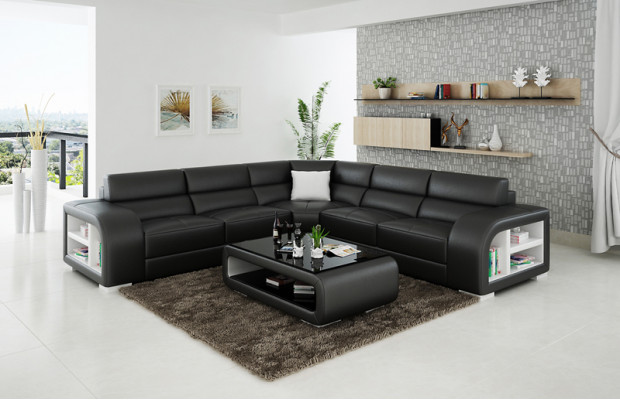 Sofa skórzana Sofa Żywy krajobraz Decor Modern Narożnik Narożnikowa kanapa Design Ustawić