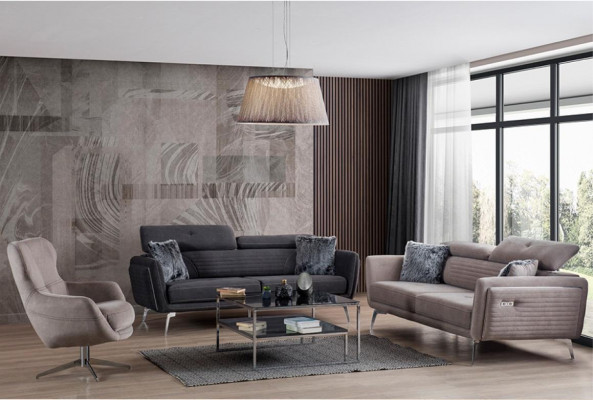 Zestaw sofowy Kanapa Podkładka Meble Materiał Sofa Kanapy 3+3+1 Szara Grupa