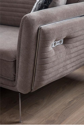 Zestaw sofowy Kanapa Podkładka Meble Materiał Sofa Kanapy 3+3+1 Szara Grupa