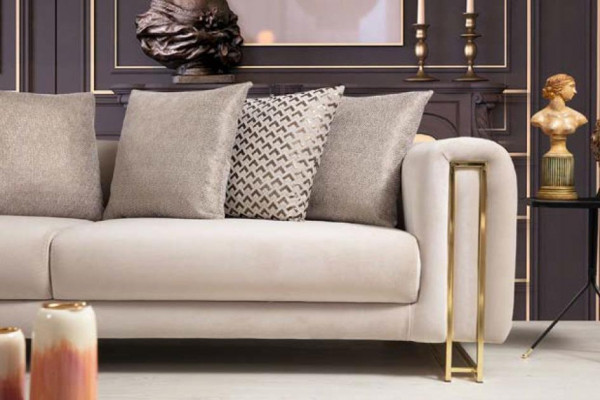 Design Włókienniczy 3 miejsce do siedzenia Biały Elegancka Nowoczesna Sofa Tapicerowana Kanapa Nowy Salon