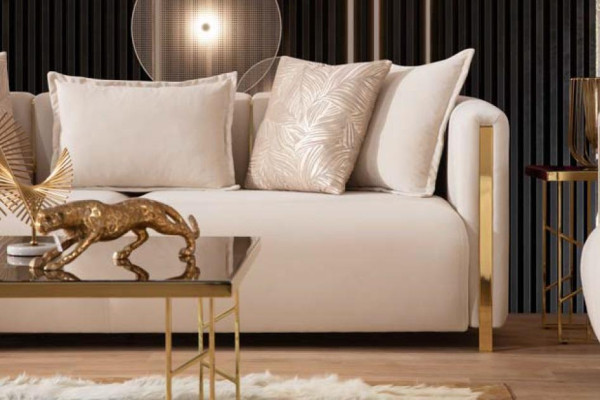 Sofy Trzyosobowe Podkładka Meble Luksusowe Nowoczesna Sofa 3 miejsce do siedzenia Włókienniczy Kanapa 245cm
