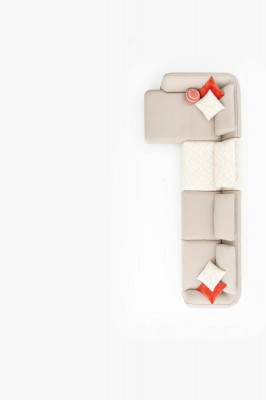 Sofa L Shape Żywy krajobraz Beżowa Kanapa 420x170 Design Meble Material