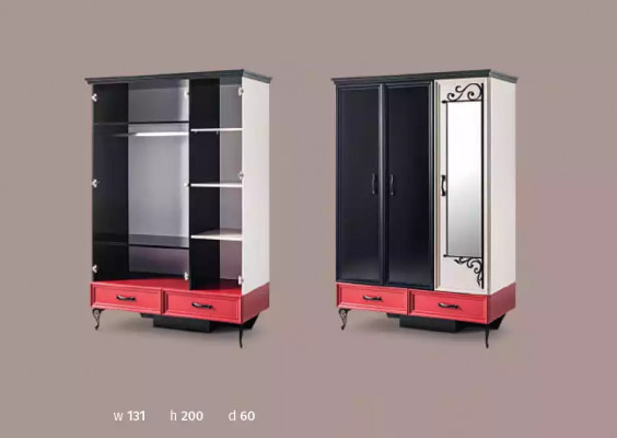 Kompletne pokoje dziecięce Sypialnia Czerwony Czarny Classic Szafa Łóżko