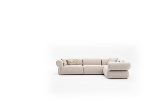 Sofa Tapicerowana Sofa L-Shape Beżowa Meble Do Salonu Włókienniczy Styl Nowoczesny