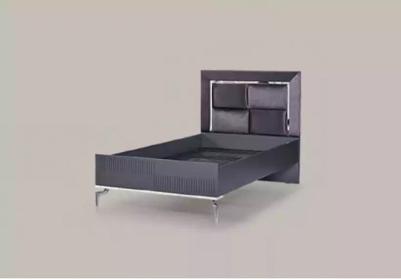 Łóżko Loft Drewno Czarny Design 120x200cm Rama łóżka Tapicerowana