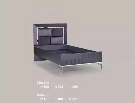 Łóżko Loft Drewno Czarny Design 120x200cm Rama łóżka Tapicerowana
