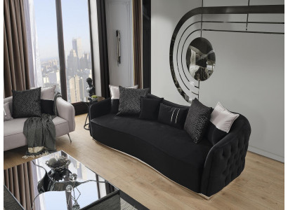 Sofa czteroosobowa 4 miejsce do siedzenia Sofy Nowoczesny Design Materiał Poliester Czarny