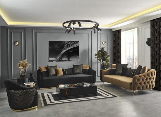 Sofa czteroosobowa Chesterfield o nowoczesnym designie 4 miejsca do siedzenia Materiał sofy Poliester Niebieski Nowość