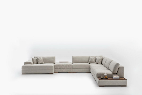 Narożnikowa kanapa Kształt U Meble Żywy krajobraz Design Szara Sofa Tapicerowana Zestaw narożny