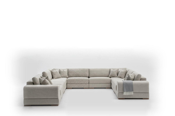 Narożnikowa kanapa Kształt U Szara Sofa Kanapa Luxury Design Meble Żywy krajobraz Materiał